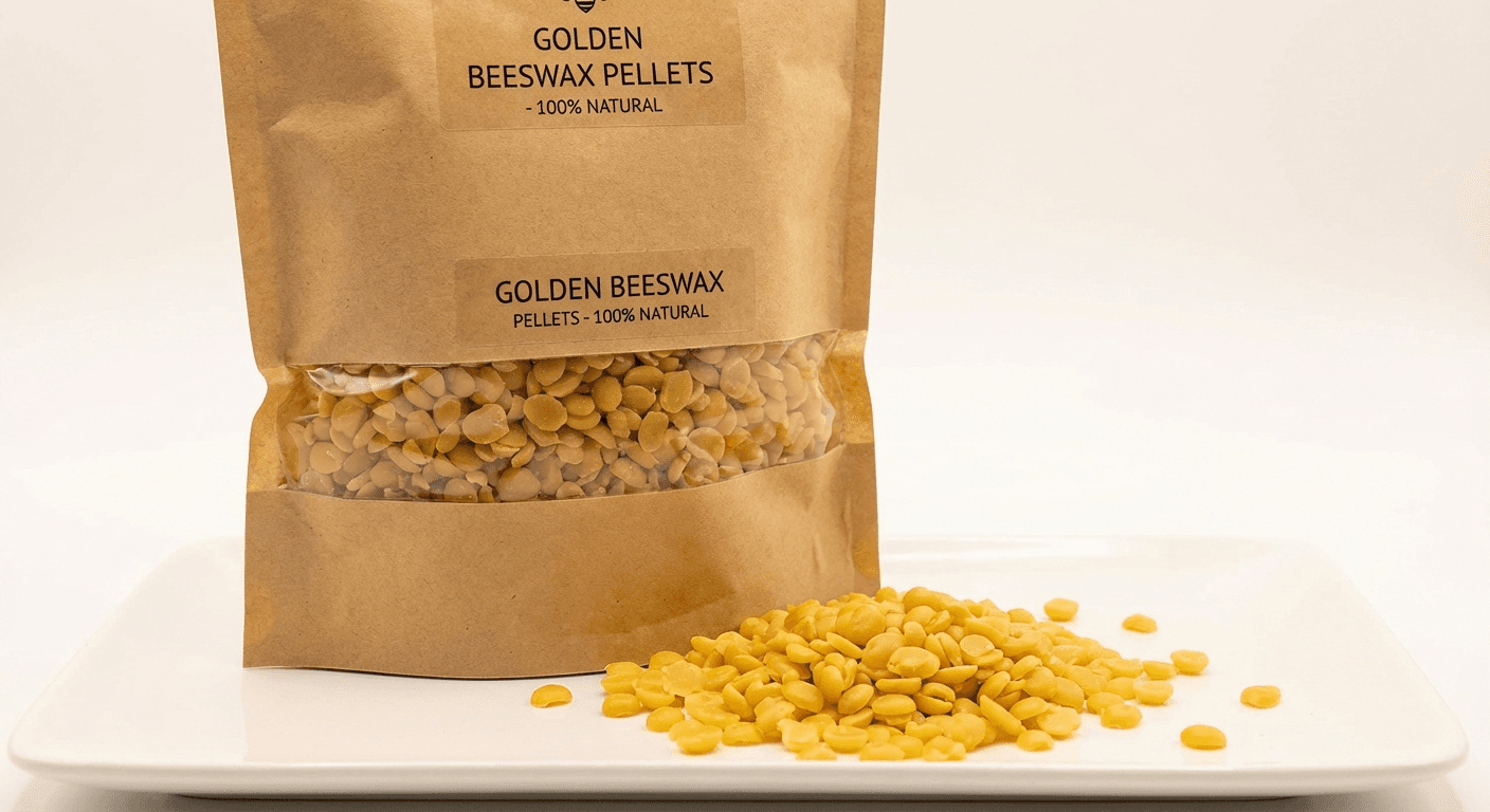 Orku 20Kg Organic Beeswax Pellets Yellow - Cosmetic Grade Bees Wax Pastilles Bulk